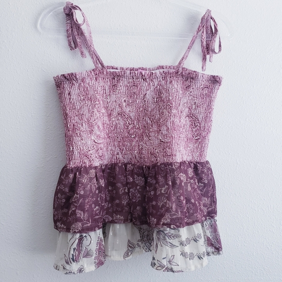 Francesca's Collections Tier Ruffle Ruched Tank Top Blouse - Picture 6 of 7